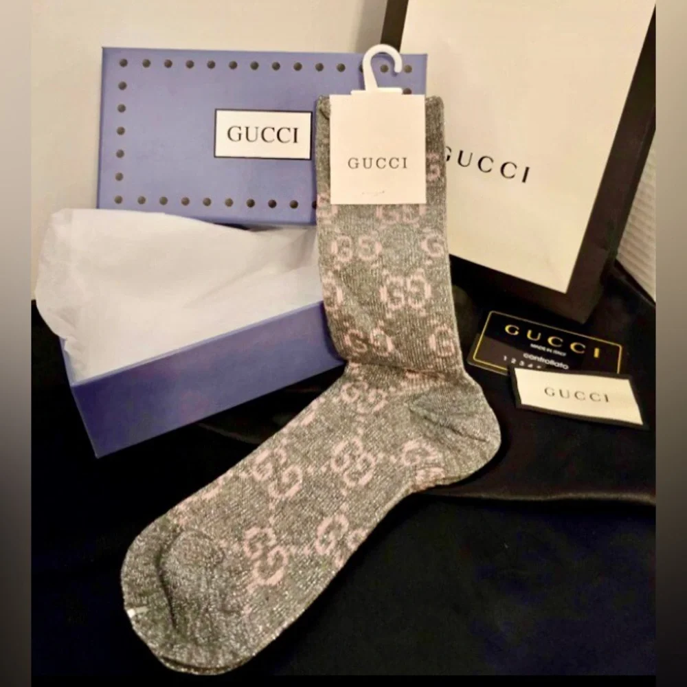 Grey & Pink Metallic Socks Med 5-9 NWT - Picture 6 of 10